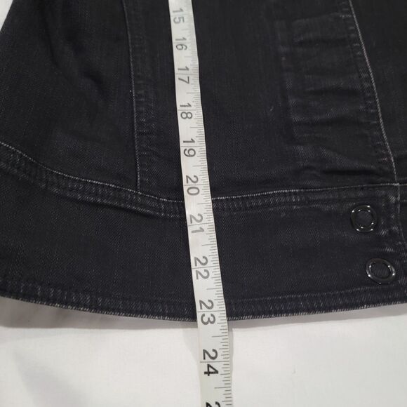 Womens‎ Jean Jacket Size Medium Black Embroidered Sequin Western Button Up - Picture 3 of 5